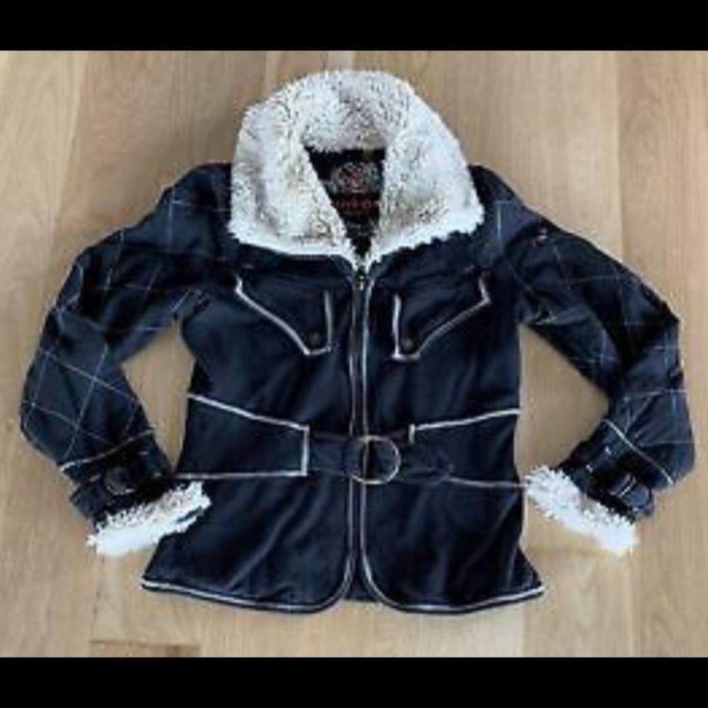 Twisted Heart Black/Cream Cotton Jacket- Large